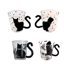 Load image into Gallery viewer, Cute Cat Kitty Glass Mug Cup Tea Cup Milk Coffee Cup Dots Decoration Home Office Cup With Handle Wonderful Gift
