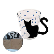Load image into Gallery viewer, Cute Cat Kitty Glass Mug Cup Tea Cup Milk Coffee Cup Dots Decoration Home Office Cup With Handle Wonderful Gift
